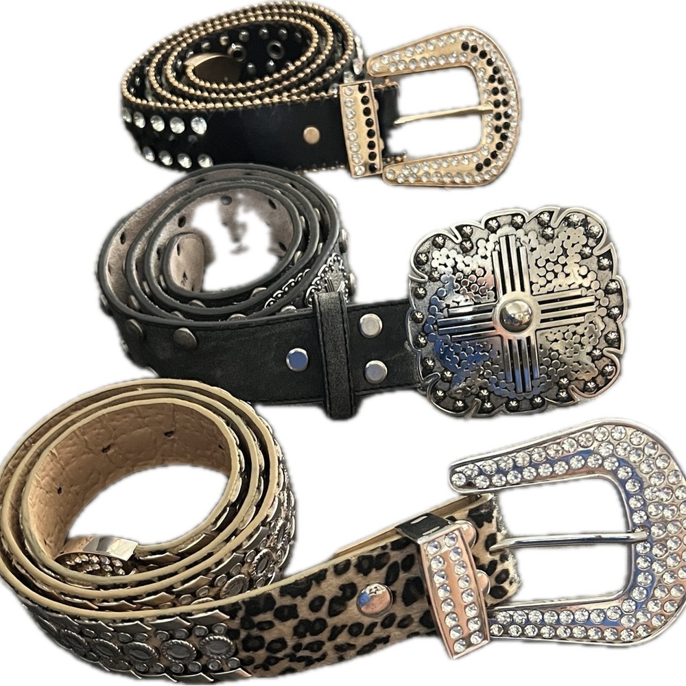 Lot of Stylish Women's Western Belt Set with Rhinestone Buckles